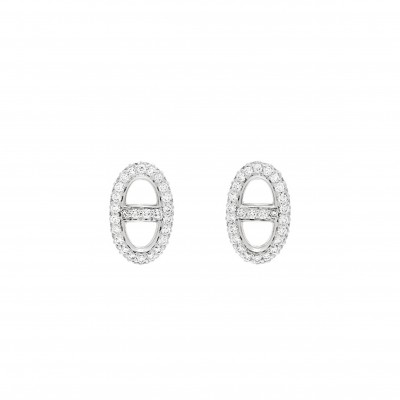 HERMÈS 18K WHITE GOLD DIAMOND NEW FARANDOLE EARRINGS 
